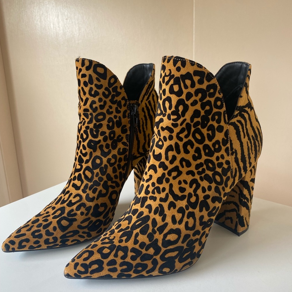 Animal print ankle booties